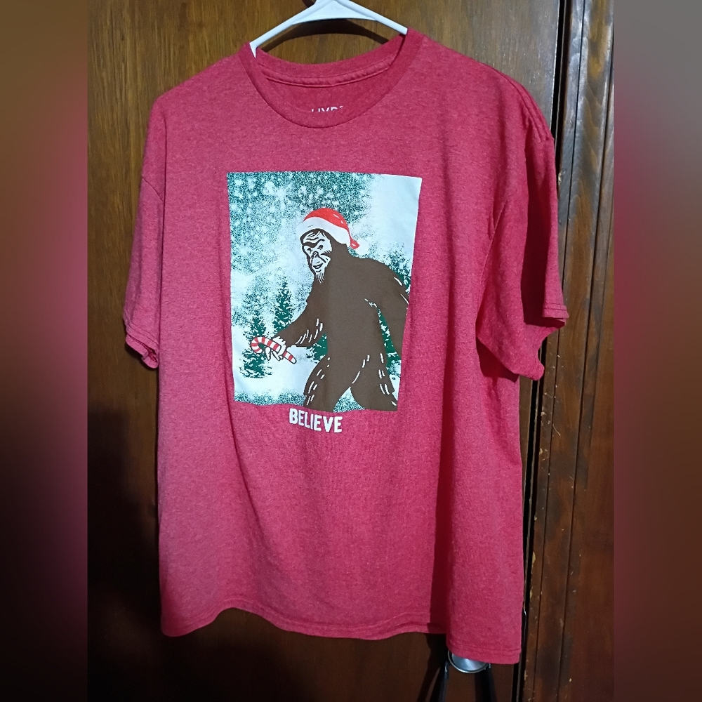 Hybrid Apparel Red Holiday Sasquatch Graphic Tee